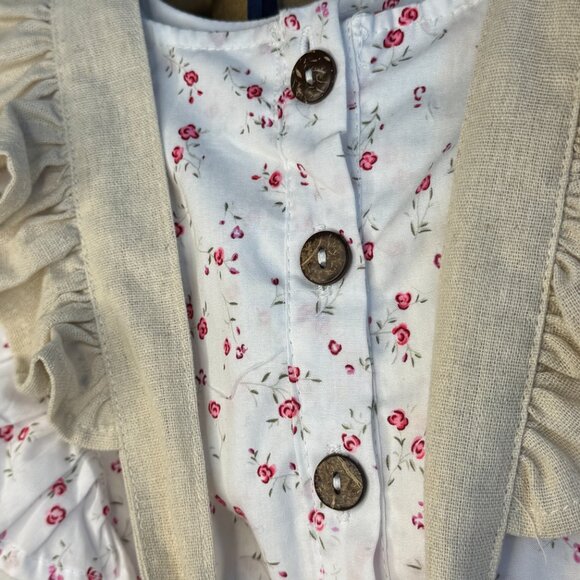 Knotted Fern 2-Piece linen Pinafore & Floral Blouse Set – Size 3T - Picture 8 of 11